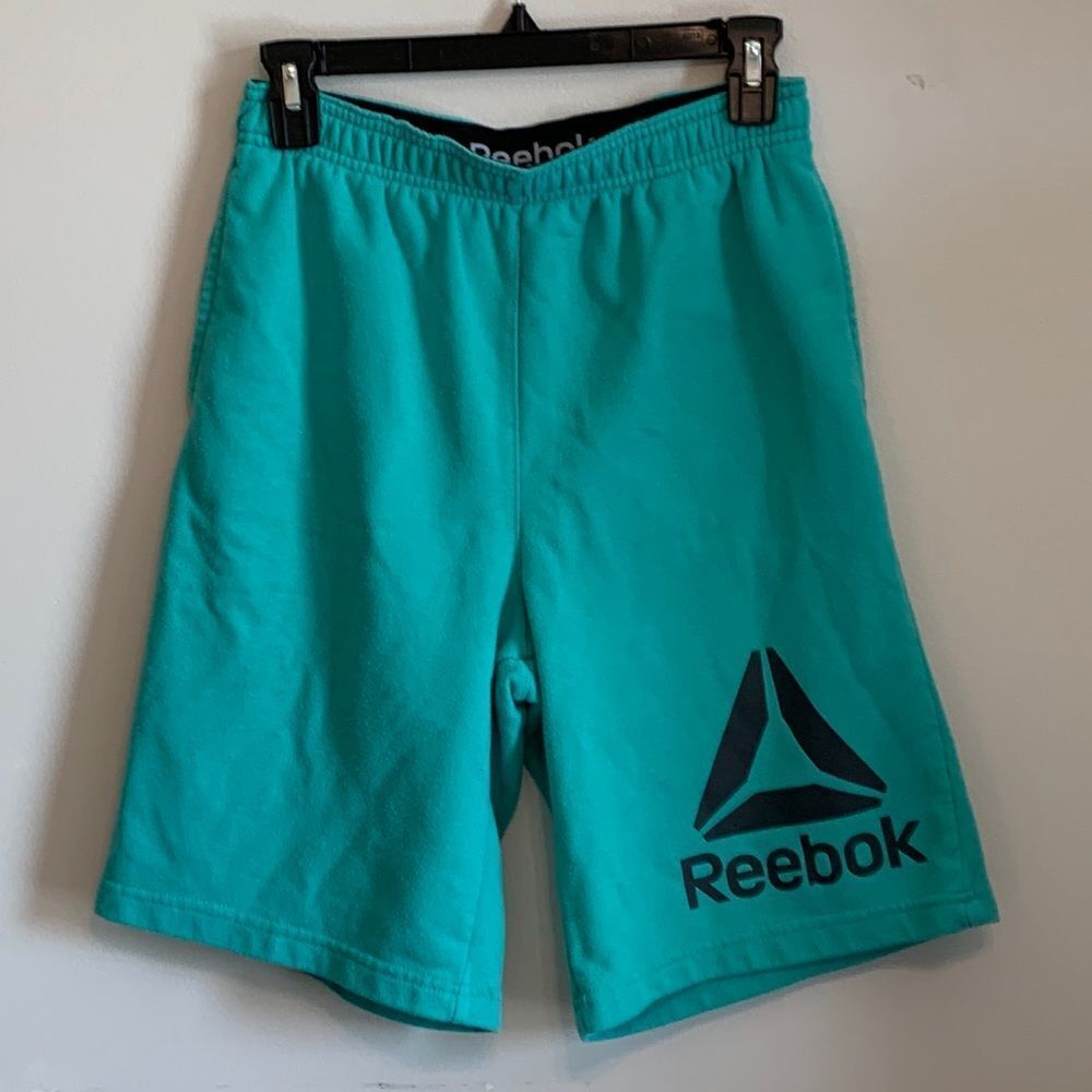 Reebok Boys Teal Green Blue Soft Jersey Athletic Basketball Shorts Size XL 14/16